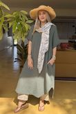 Made in Italy Paulo Pillow Cotton Shirt Dress Khaki